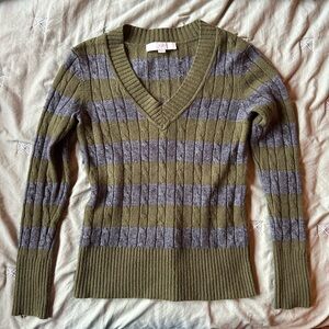 Green & gray striped sweater